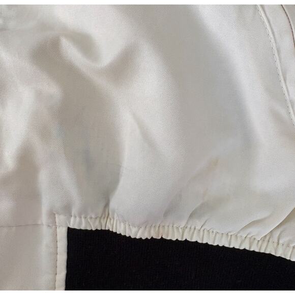 Harley-Davidson Y2K Racing Bomber Jacket M Checkered Logo Patch Flag USA White - Picture 7 of 14